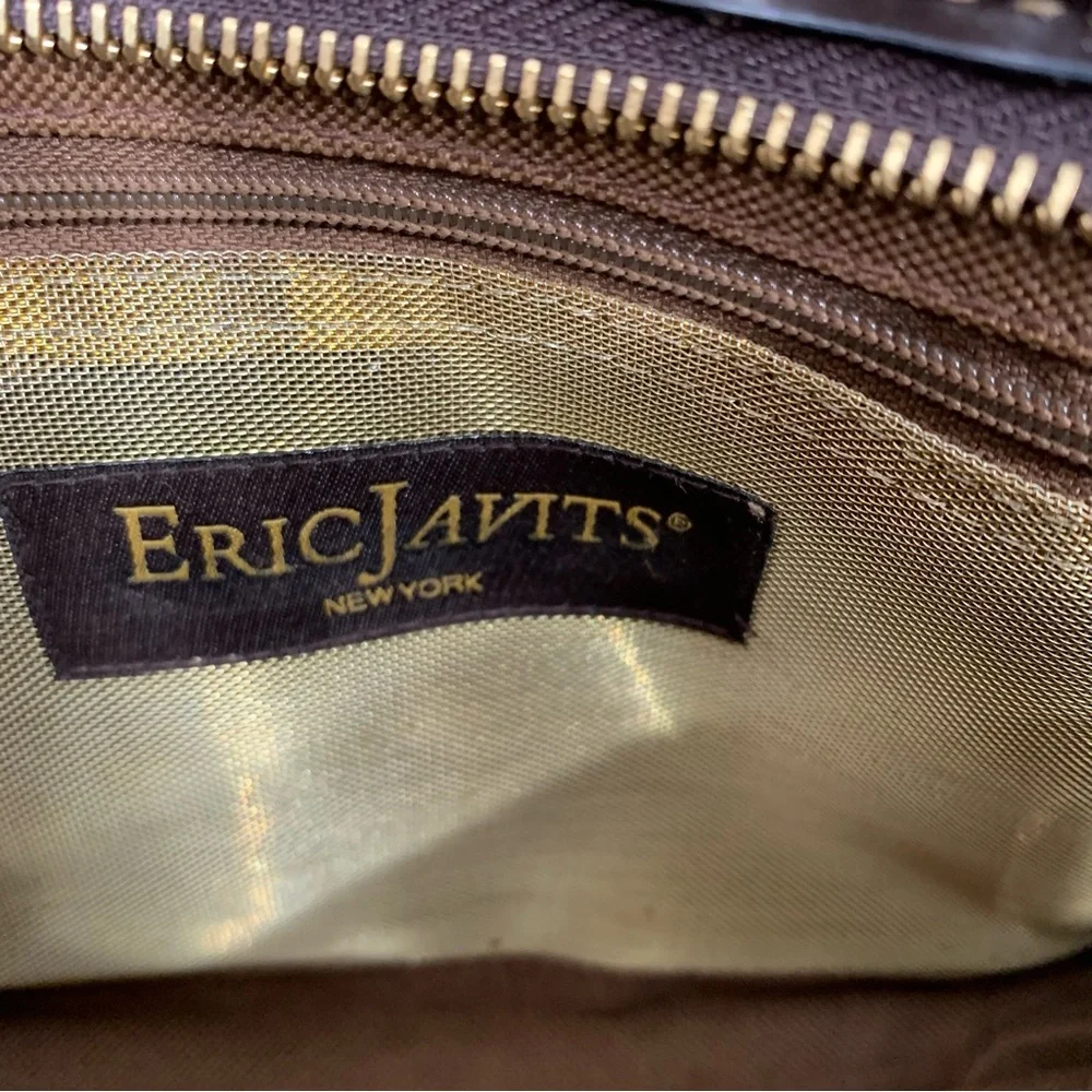 Vintage Eric Javits New York Woven Jute Shoulder Bag with Leather Trim - Picture 5 of 9